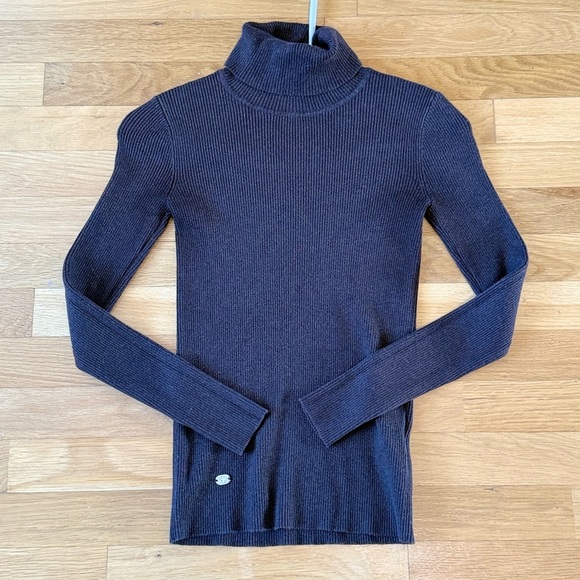 Lauren Ralph Lauren Brown Ribbed Turtleneck Sweater XS - Picture 5 of 7